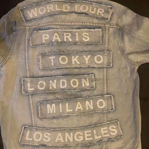 Men World Tour Denim Jacket- Light Indigo - Picture 5 of 5